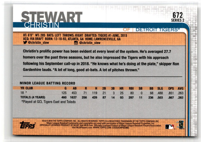 2019 Topps Christin Stewart