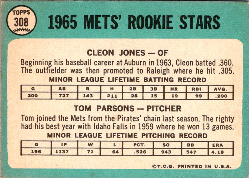 1965 Topps Cleon Jones/Tom Parsons