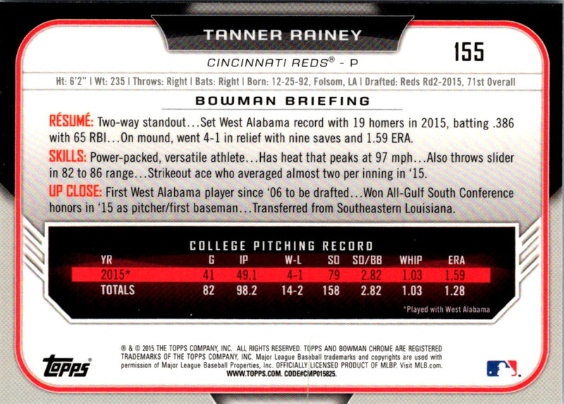 2015 Bowman Draft Picks & Prospects Tanner Rainey