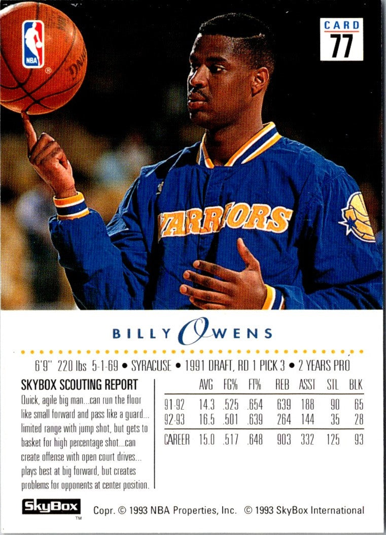 1993 SkyBox Billy Owens