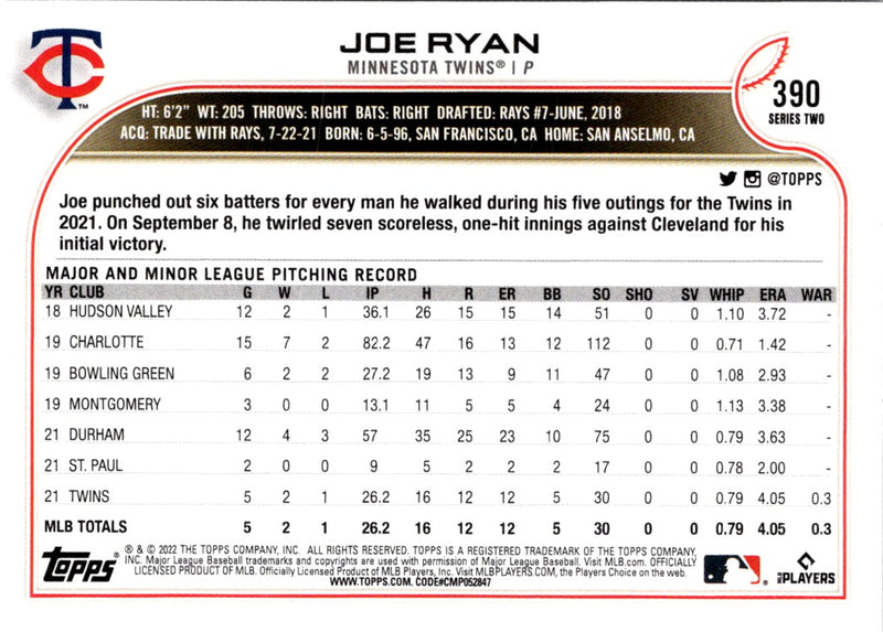 2022 Topps Joe Ryan