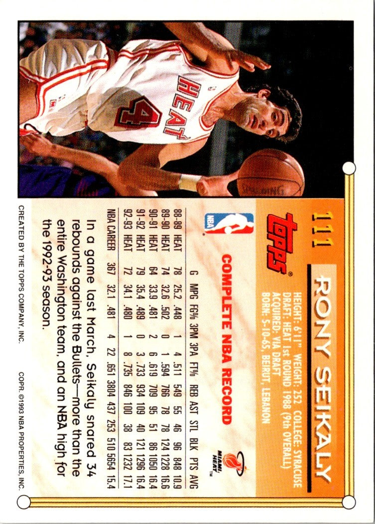 1993 Topps Rony Seikaly