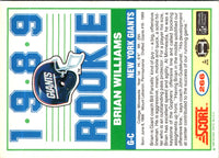 1989 Score Brian Williams #266 Rookie