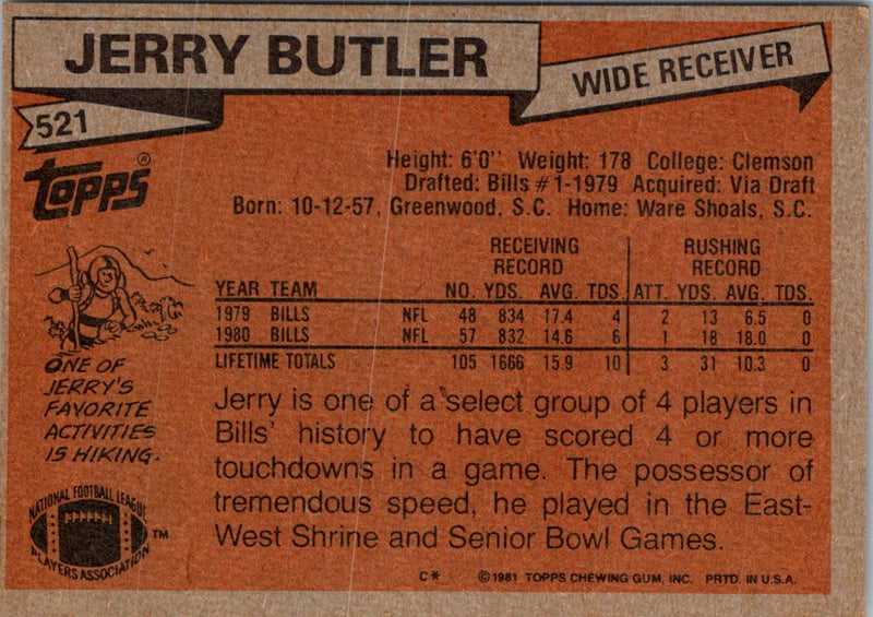 1981 Topps Jerry Butler