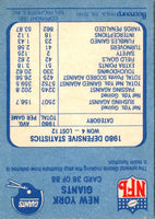 1981 Fleer Team Action New York Giants Defense #36