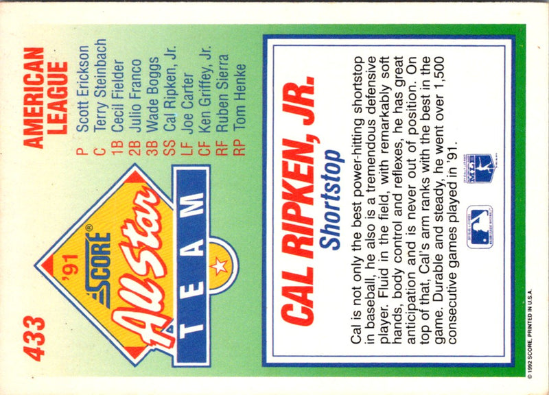 1992 Score Cal Ripken Jr.