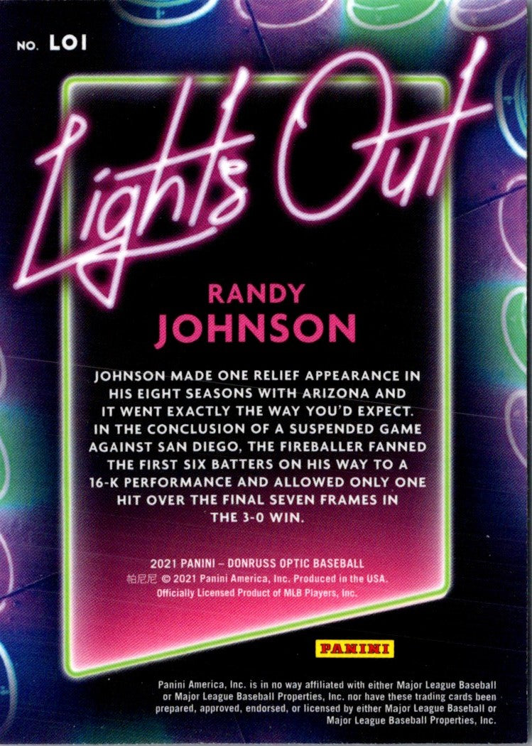 2021 Donruss Optic Lights Out Randy Johnson