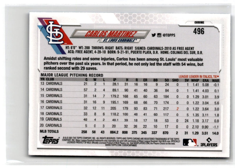 2021 Topps Chrome Sapphire Edition Carlos Martinez