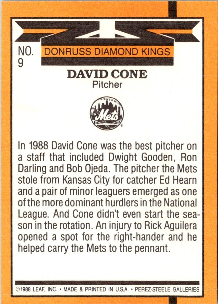 1989 Donruss Super Diamond Kings David Cone