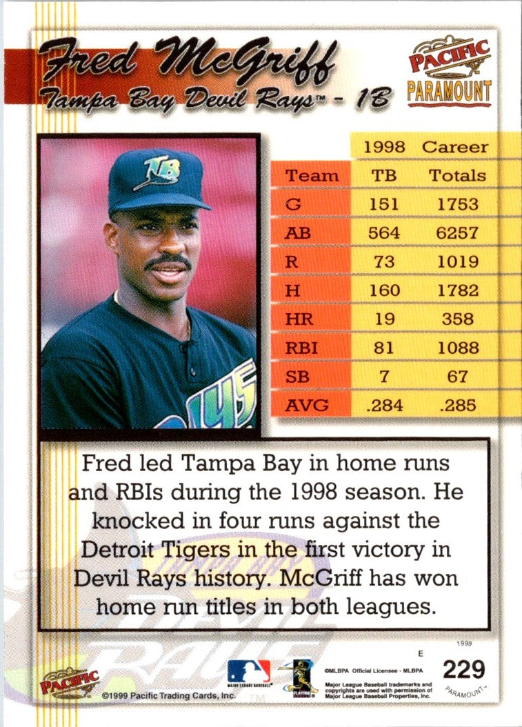 1999 Pacific Paramount Copper Fred McGriff