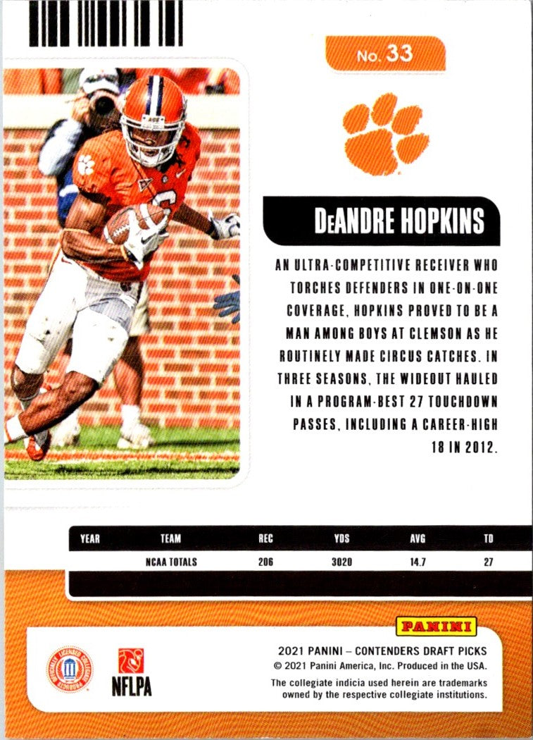 2021 Panini Contenders Draft Picks Ticket DeAndre Hopkins
