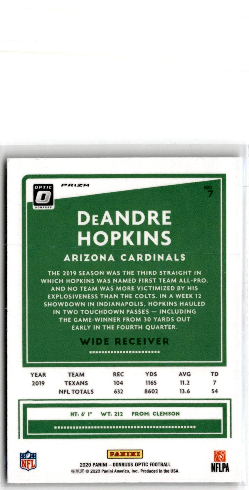 2020 Donruss Optic DeAndre Hopkins