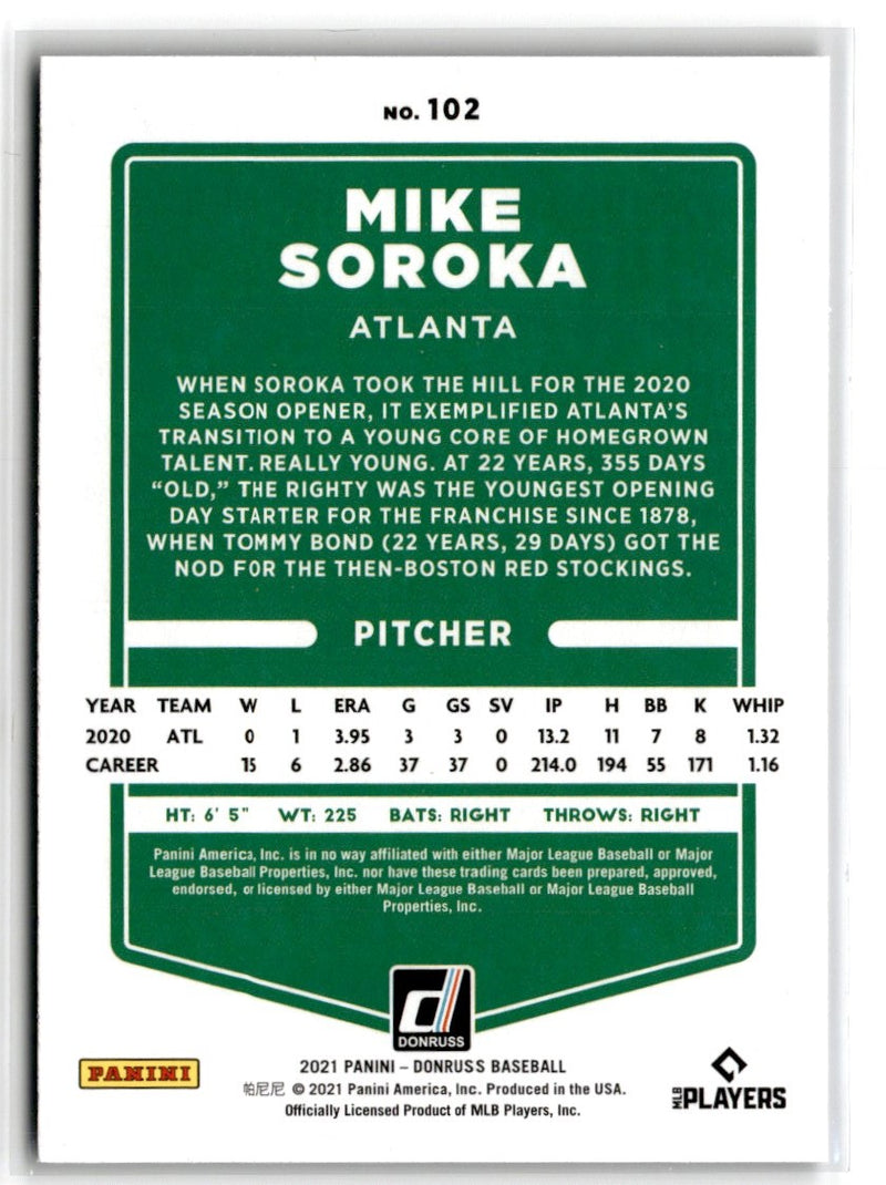 2021 Donruss Holo Blue Mike Soroka
