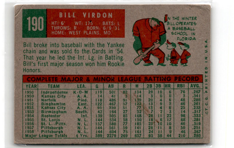 1959 Topps Bill Virdon