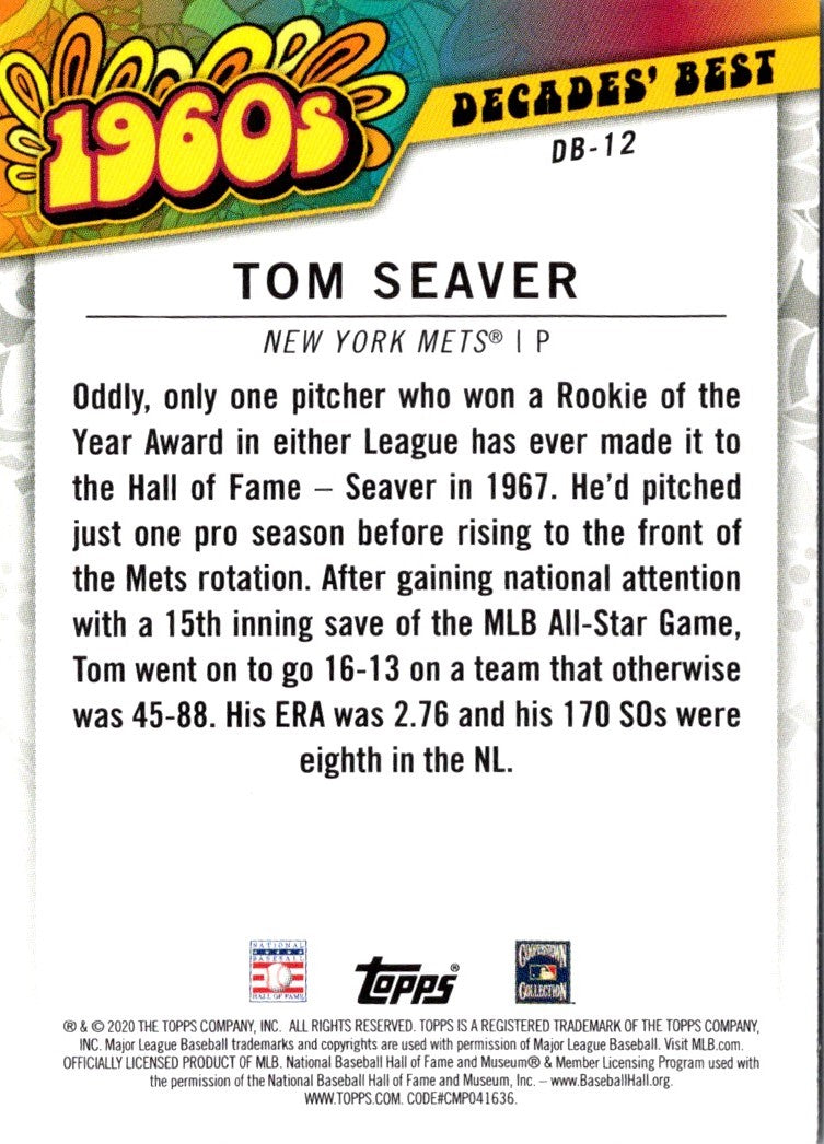 2020 Topps Update Decades' Best Blue Tom Seaver