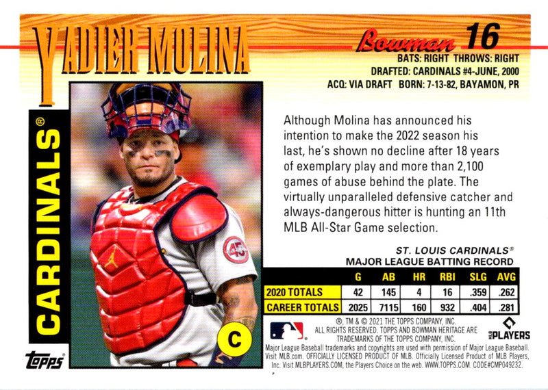 2021 Bowman Heritage Yadier Molina