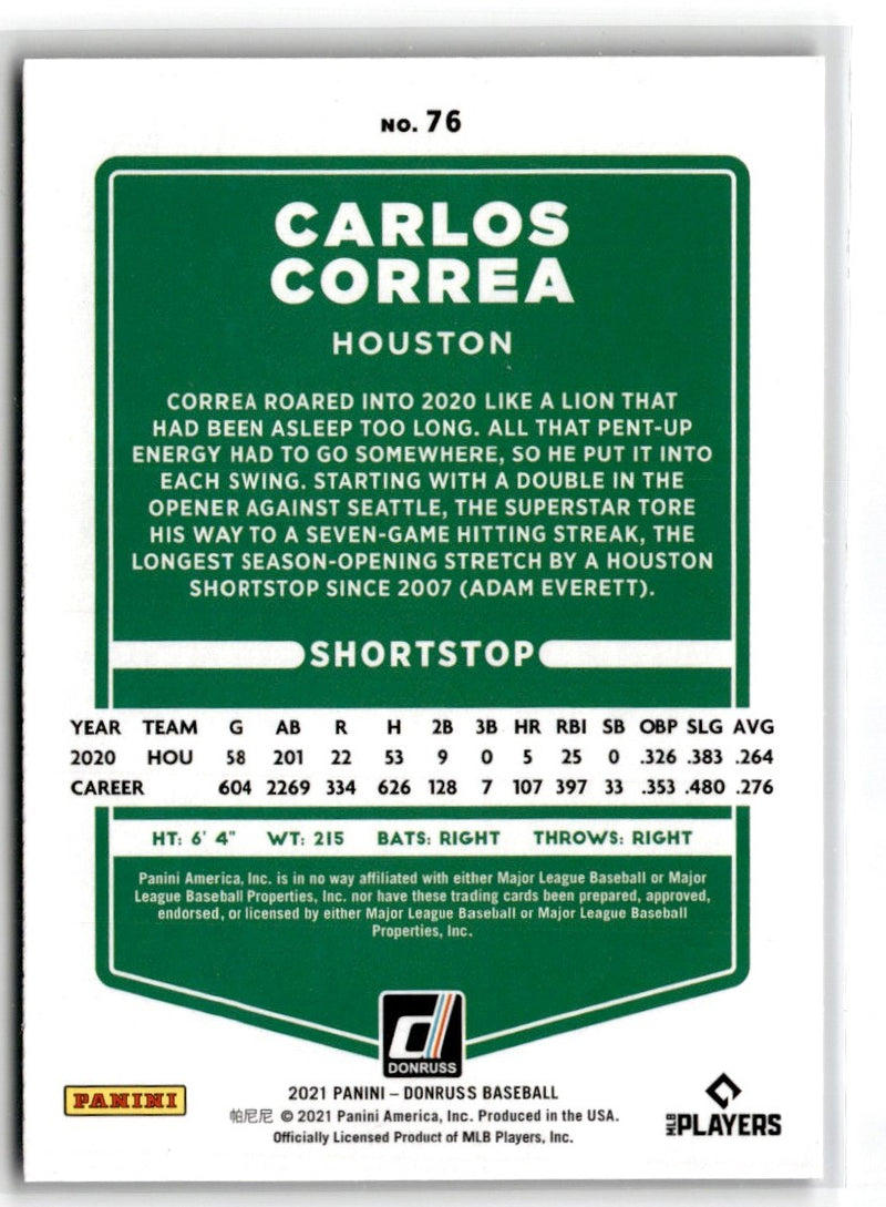 2021 Donruss Holo Blue Carlos Correa