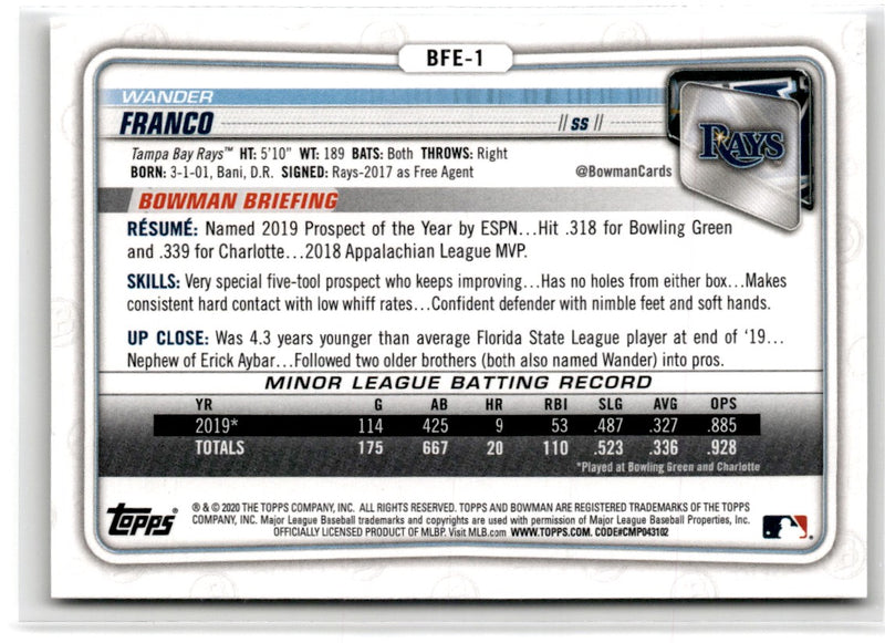 2020 Bowman 1st Edition Wander Franco