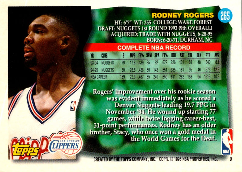 1995 Topps Rodney Rogers