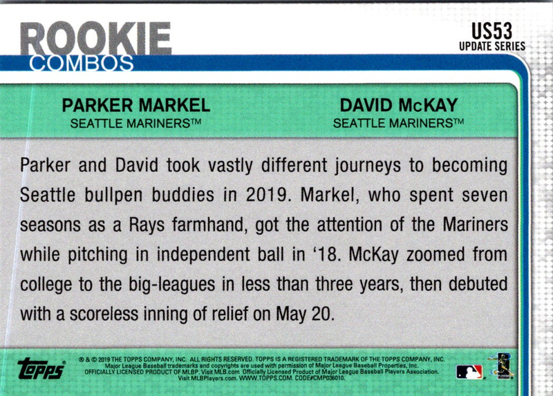 2019 Topps Update Parker Markel/David McKay