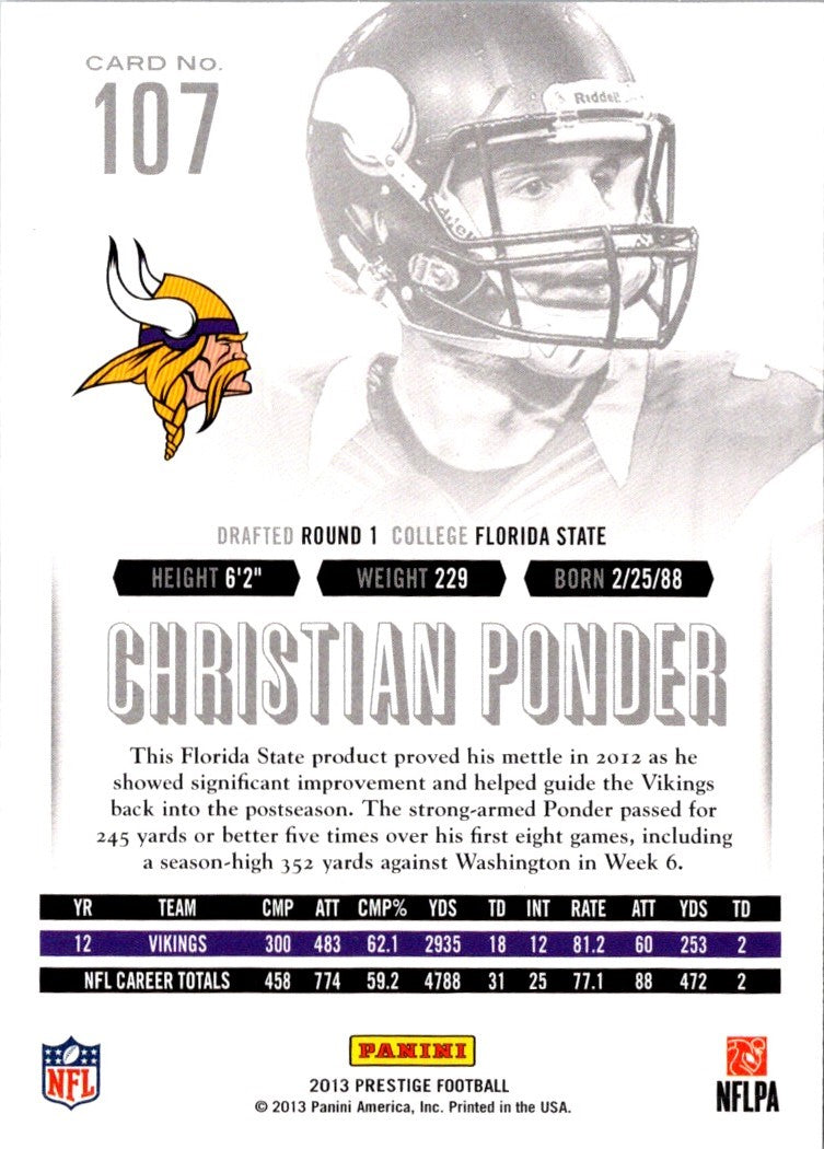 2013 Panini Prestige Christian Ponder