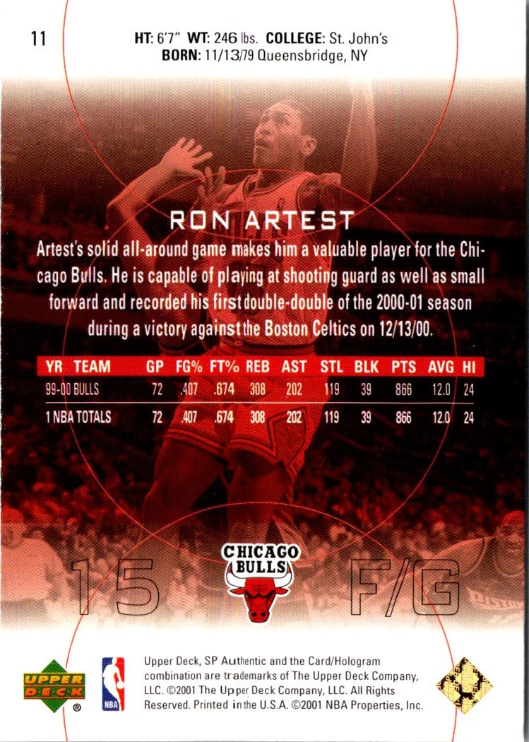 2000 SP Authentic Ron Artest