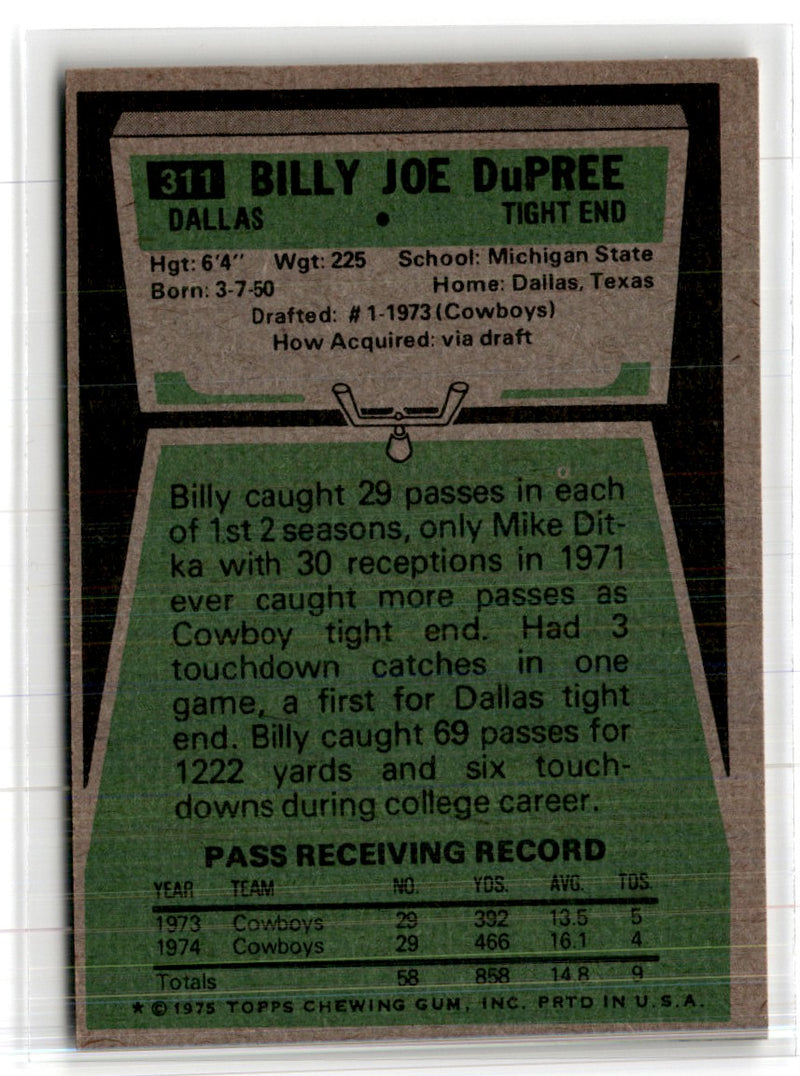 1975 Topps Billy Joe Dupree