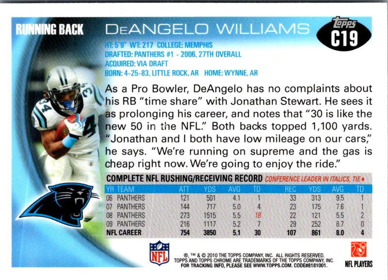 2010 Topps Chrome DeAngelo Williams
