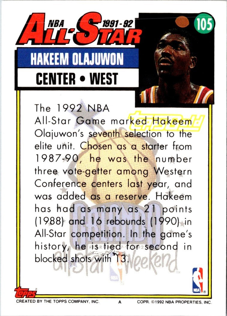 1992 Topps Hakeem Olajuwon