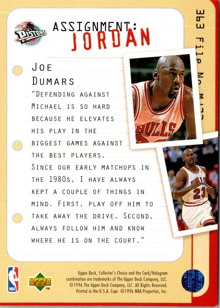 1996 Collector's Choice Joe Dumars/Michael Jordan