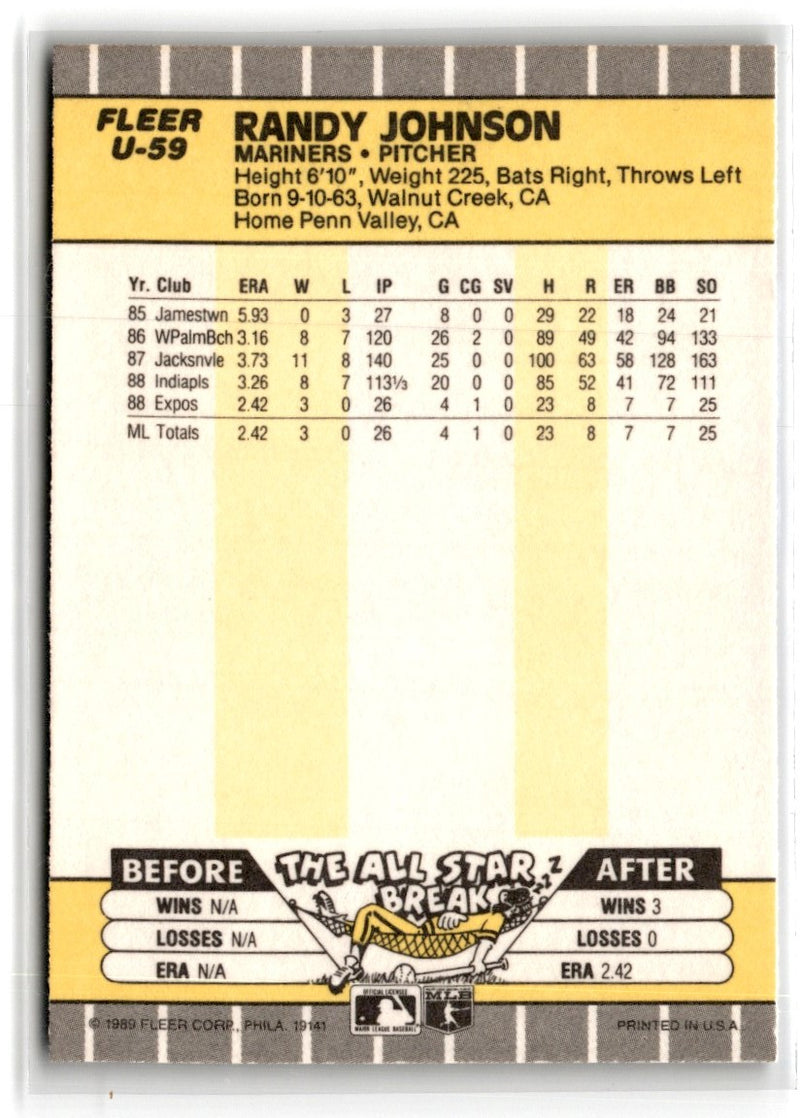 1989 Fleer Update Randy Johnson