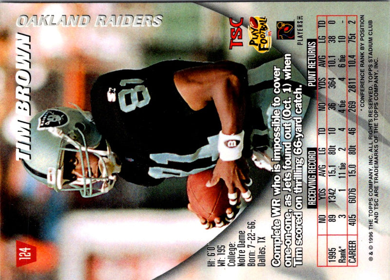 1996 Stadium Club Tim Brown