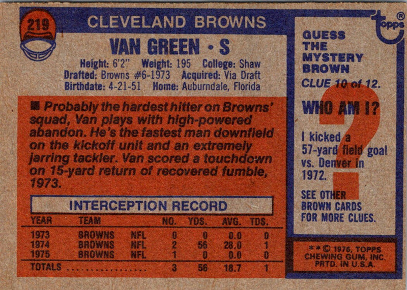 1976 Topps Van Green