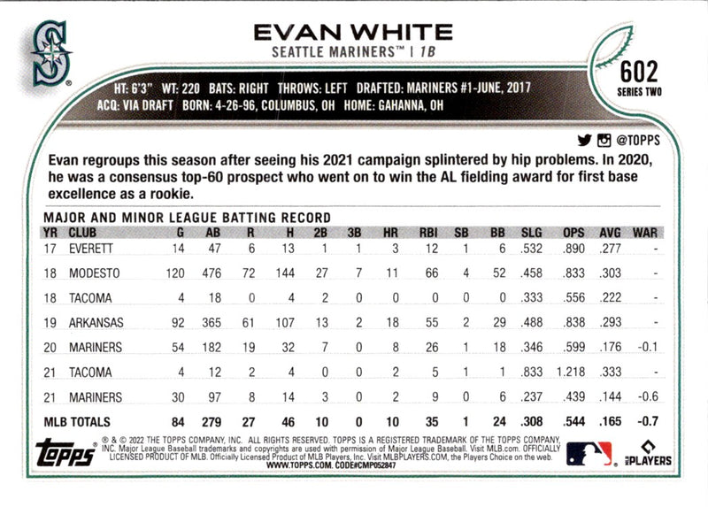 2022 Topps Evan White