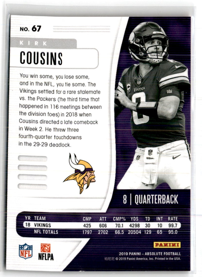 2019 Panini Playbook Orange Kirk Cousins