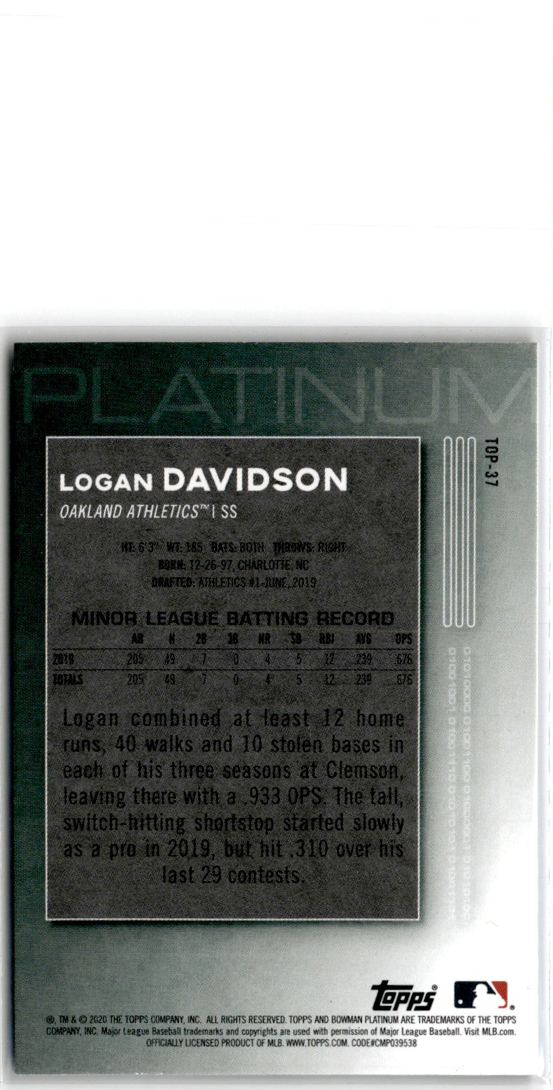 2020 Bowman Platinum Top Logan Davidson