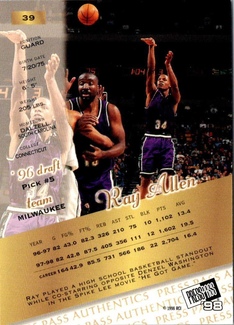 1998 Press Pass Authentics Hang Time Ray Allen