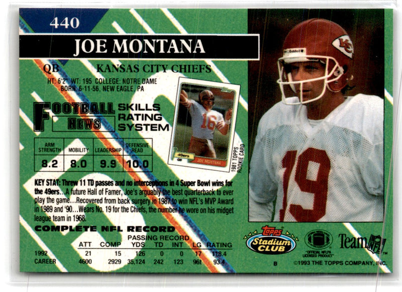 1993 Stadium Club Joe Montana