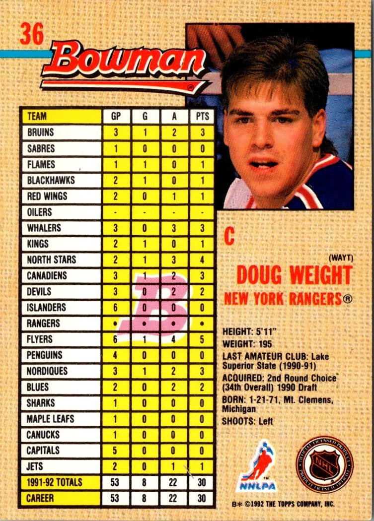 1992 Bowman Doug Weight