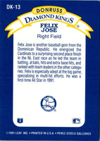 1992 Donruss Diamond Kings Felix Jose #DK-13