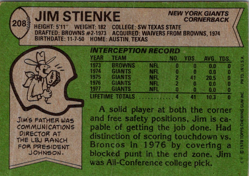 1978 Topps Jim Stienke