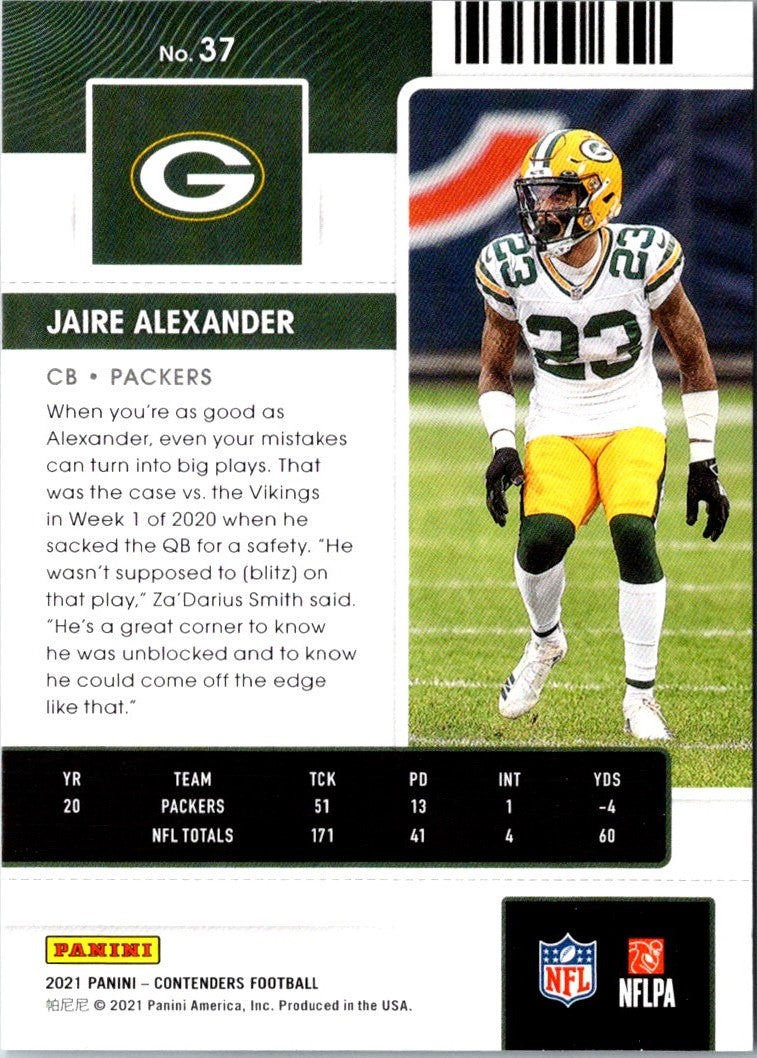 2021 Panini Contenders Jaire Alexander