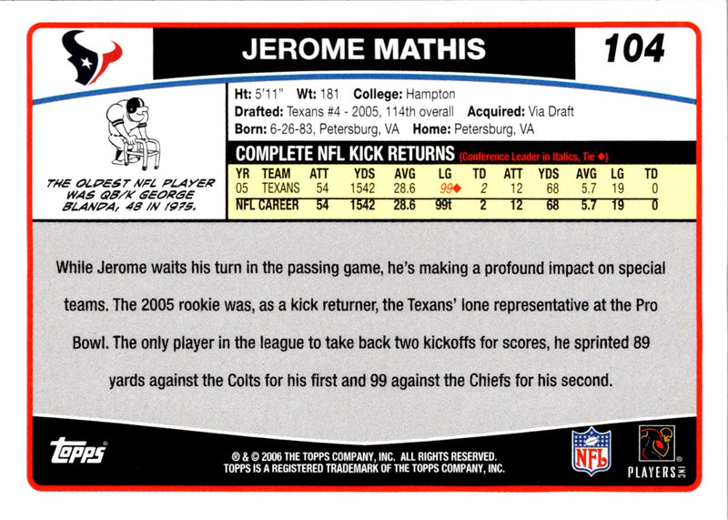 2006 Topps Jerome Mathis