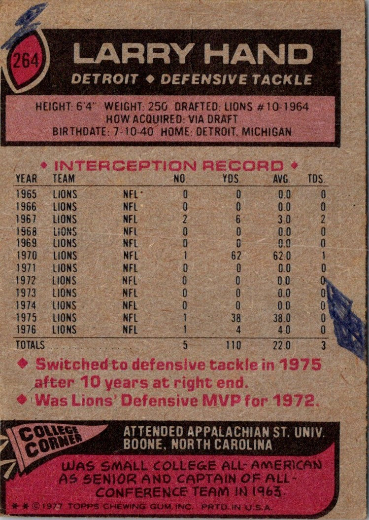 1977 Topps Larry Hand