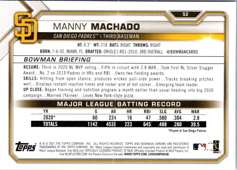 2021 Bowman Manny Machado