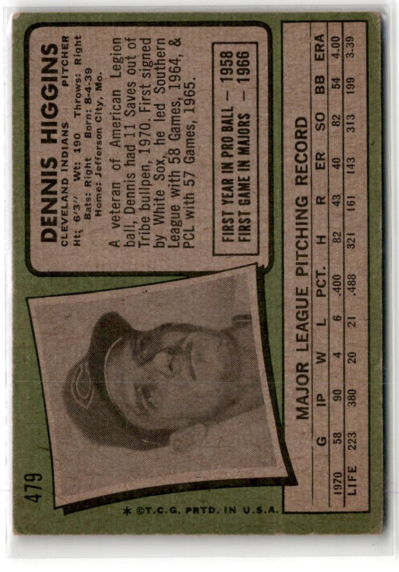 1971 Topps Dennis Higgins