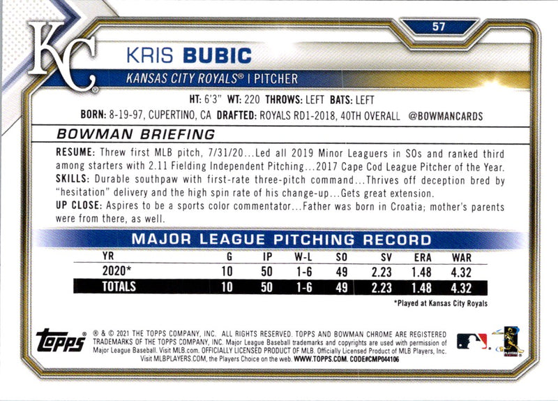 2021 Bowman Kris Bubic