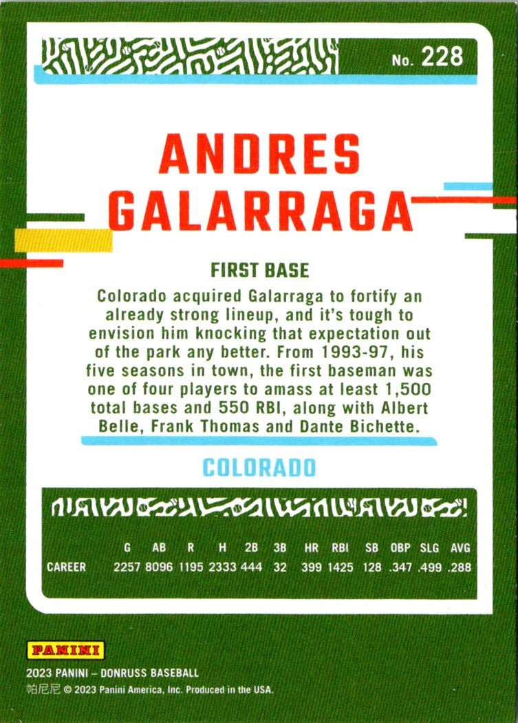 2023 Donruss Holo Blue Andres Galarraga