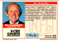 1989 Pro Set Announcers Will McDonough #22