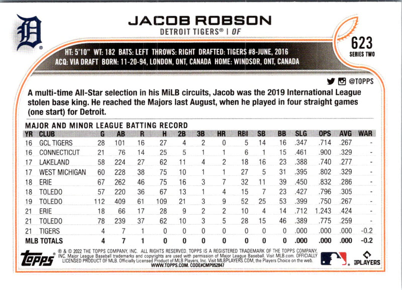 2022 Topps Jacob Robson